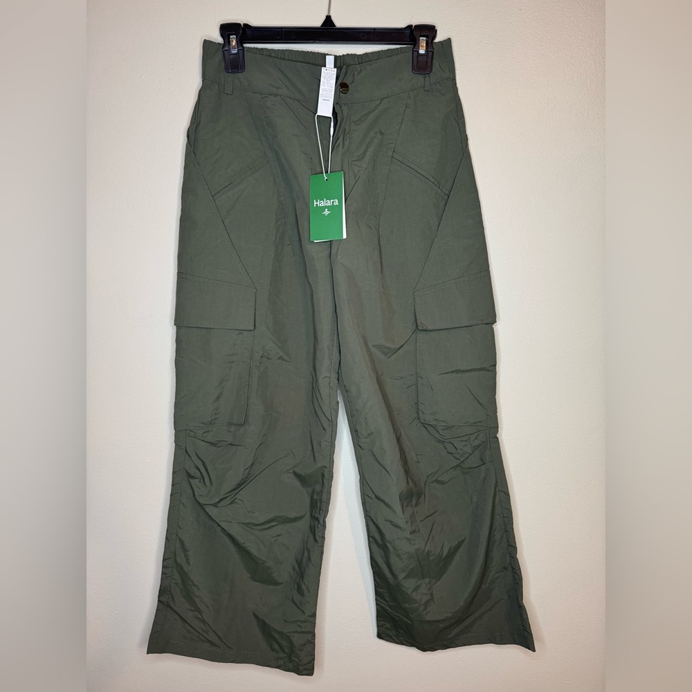 Halara Green Cargo Pants Wide Leg Utility Pants Women's XS Petite NWT